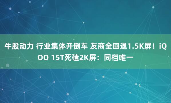 牛股动力 行业集体开倒车 友商全回退1.5K屏！iQOO 15T死磕2K屏：同档唯一